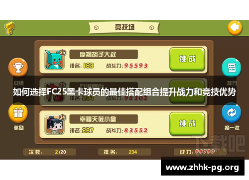 如何选择FC25黑卡球员的最佳搭配组合提升战力和竞技优势